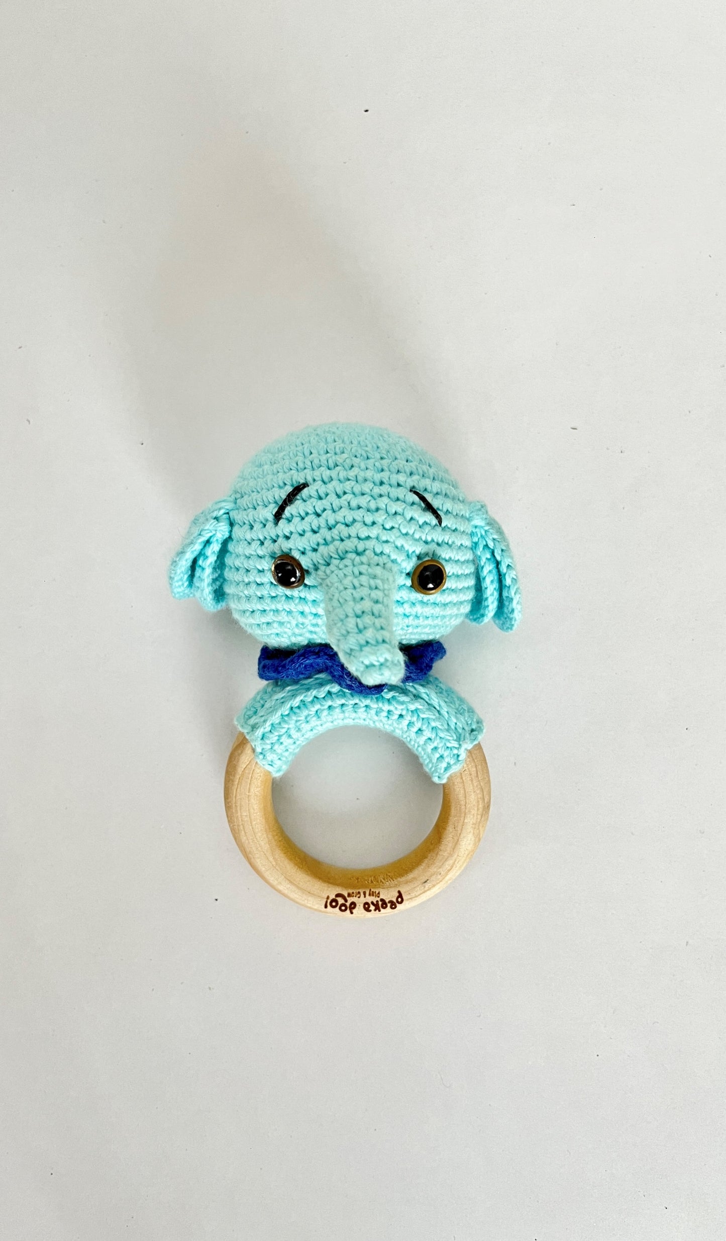 Ellie The Elephant - Wooden Ring Rattle