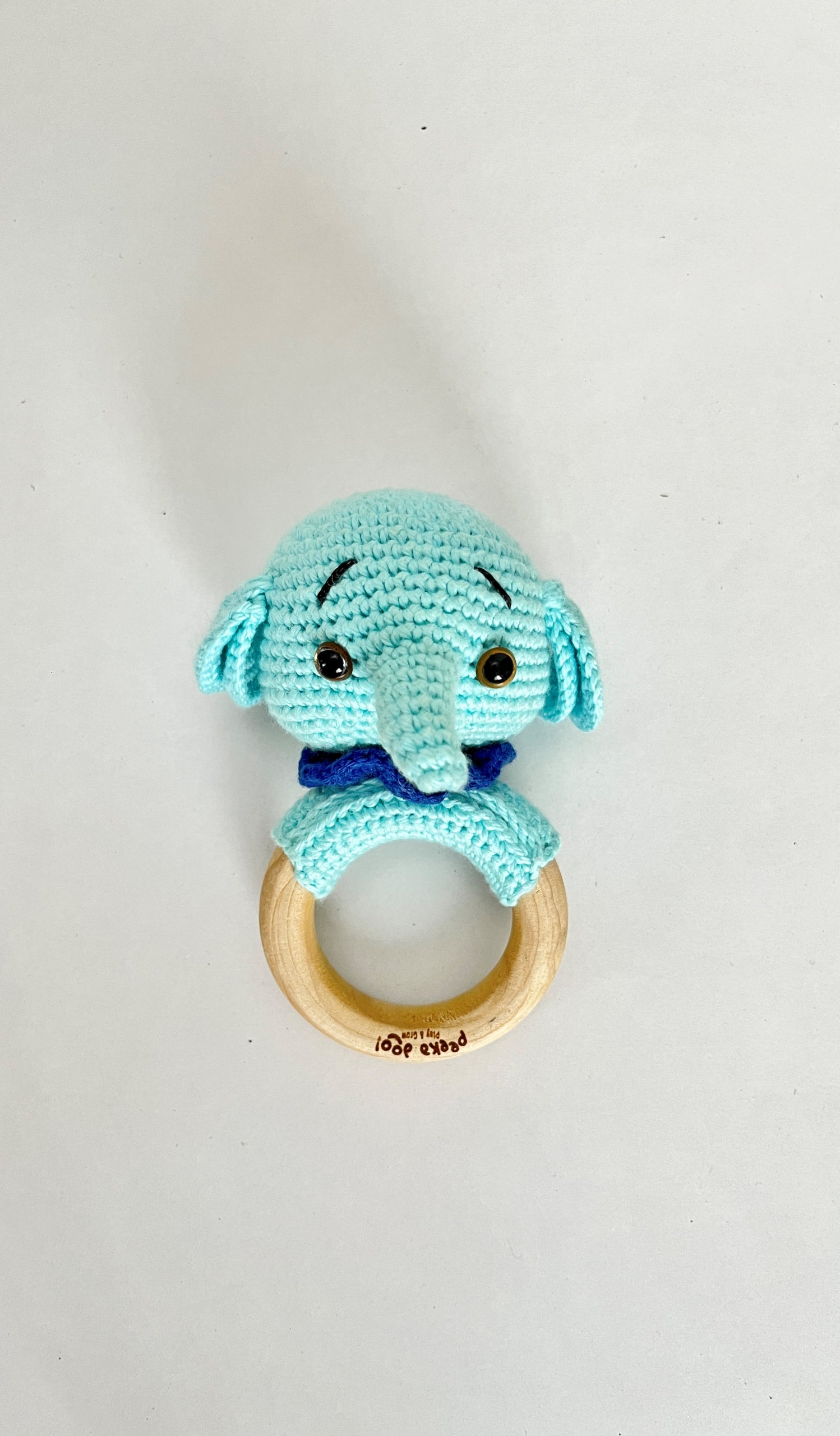 Ellie The Elephant - Wooden Ring Rattle